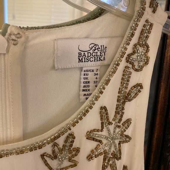 Badgley Mischka beaded white swing twirl dress Size 2 - Picture 3 of 7